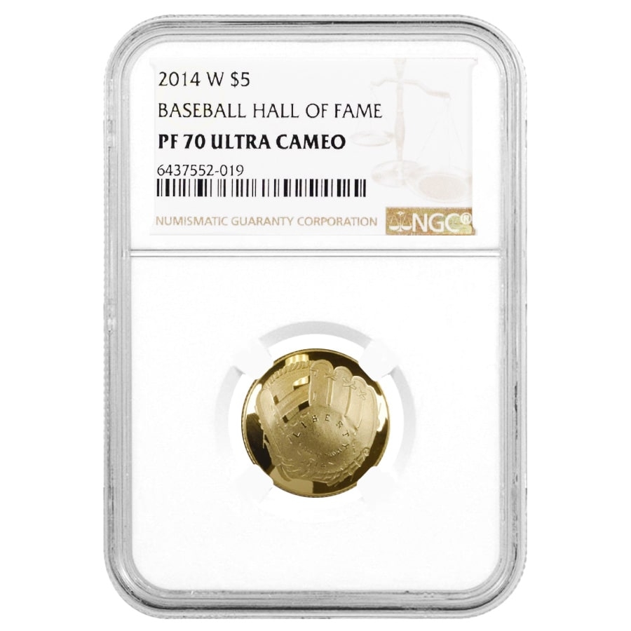 2014 W Proof Gold $5 National Baseball Hall of Fame Coin NGC PF 70 UCAM