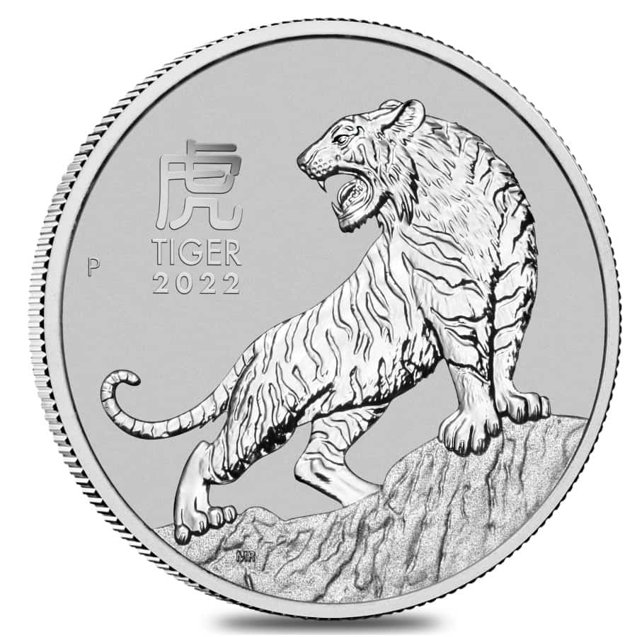 2022 1 oz Platinum Lunar Year of The Tiger BU Australian Perth Mint In Cap