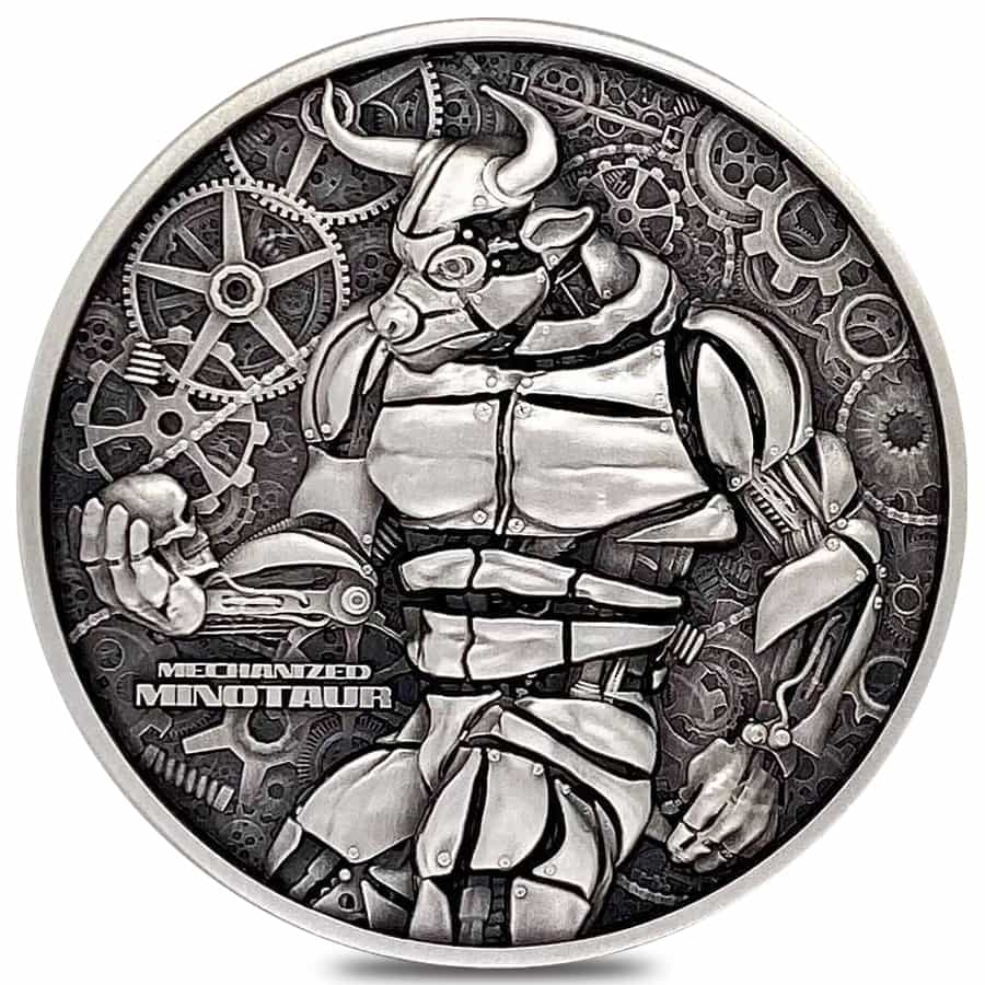 2022 Chad 2 oz Silver Mechanized Minotaur Coin NGC MS 70 ER One of First 100 thumbnail 4