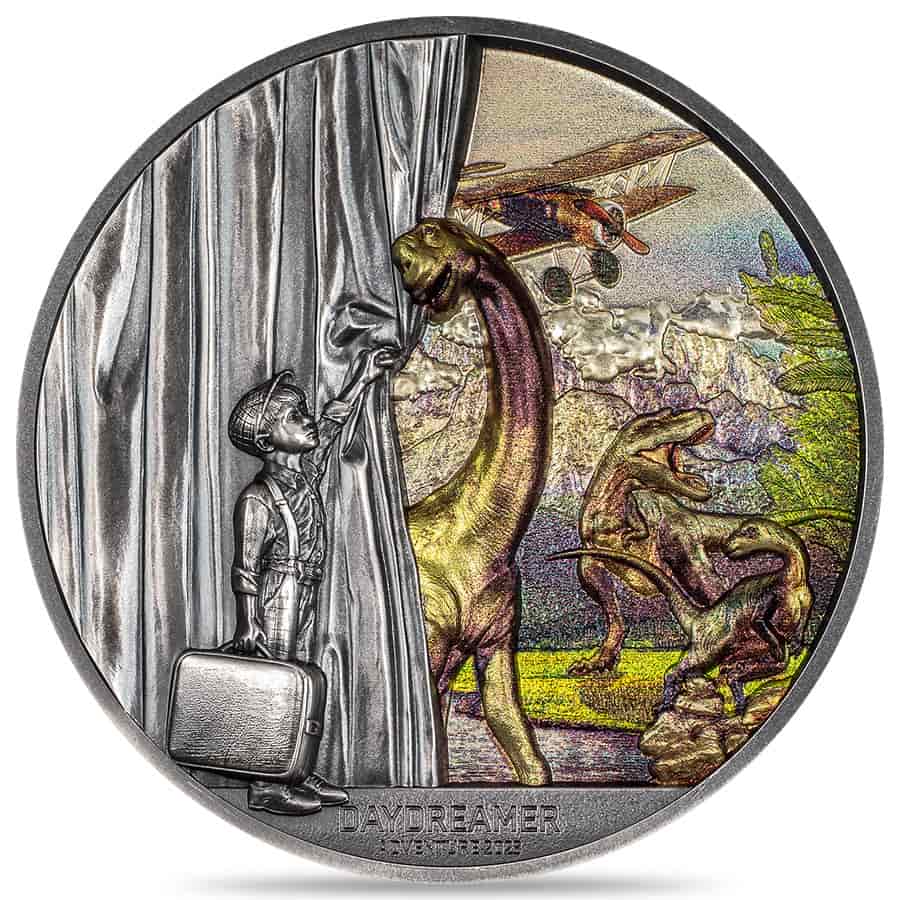 2023 Palau 2 oz Silver Daydreamer Adventure Antiqued Coin thumbnail 2