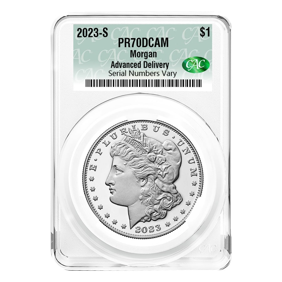 2023-S Morgan Silver Dollar Proof CAC PF 70 Advanced Delivery
