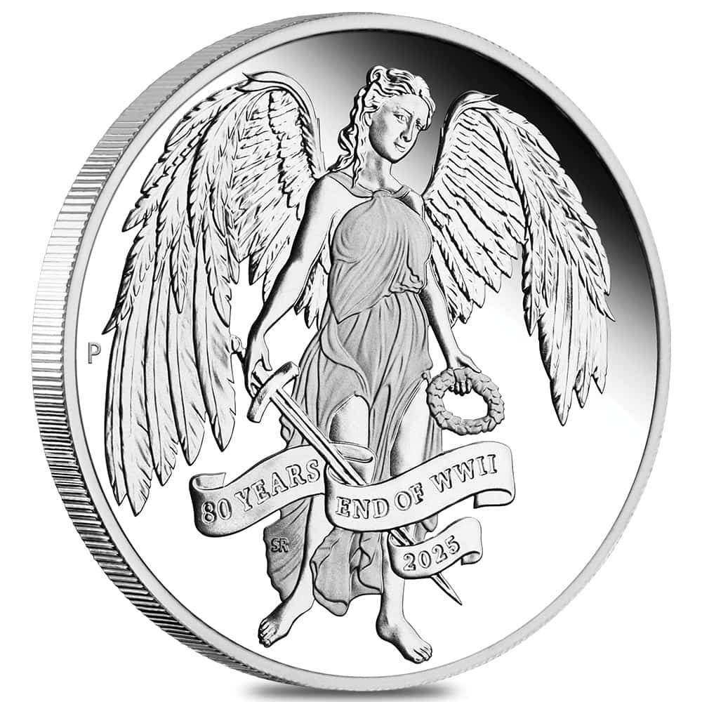 2025 1 oz Winged Victory End of WWII 80th Ann. Proof Silver Coin Perth Mint thumbnail 2