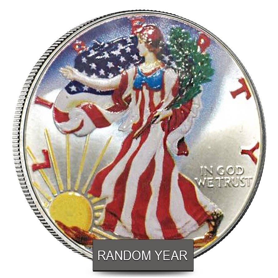 1 oz Silver American Eagle $1 Colorized Coin (Random Year) thumbnail 4