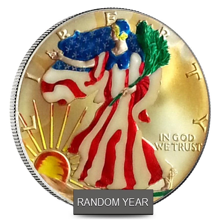 1 oz Silver American Eagle $1 Colorized Coin (Random Year) thumbnail 3