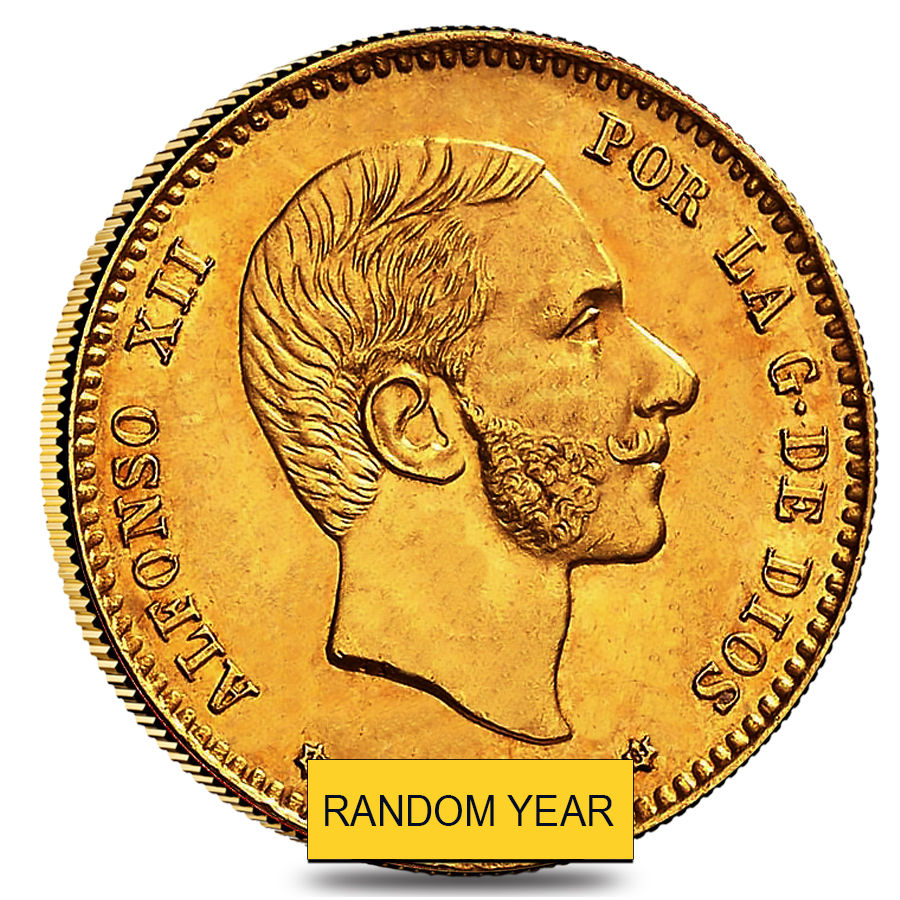 1876-1880 Spain 25 Pesetas Alfonso XII Gold Coin AU/BU (Random Year) thumbnail 3