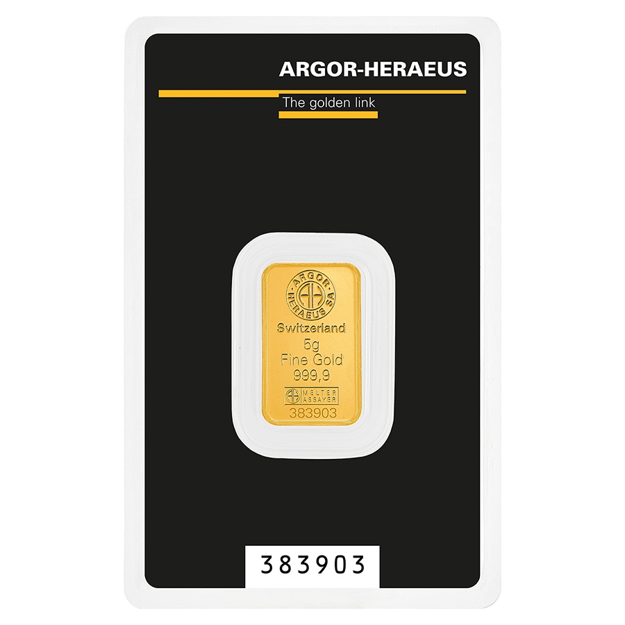 5 Gram Argor Heraeus Kinebar Gold Bar .9999 Fine (in Assay) thumbnail 2