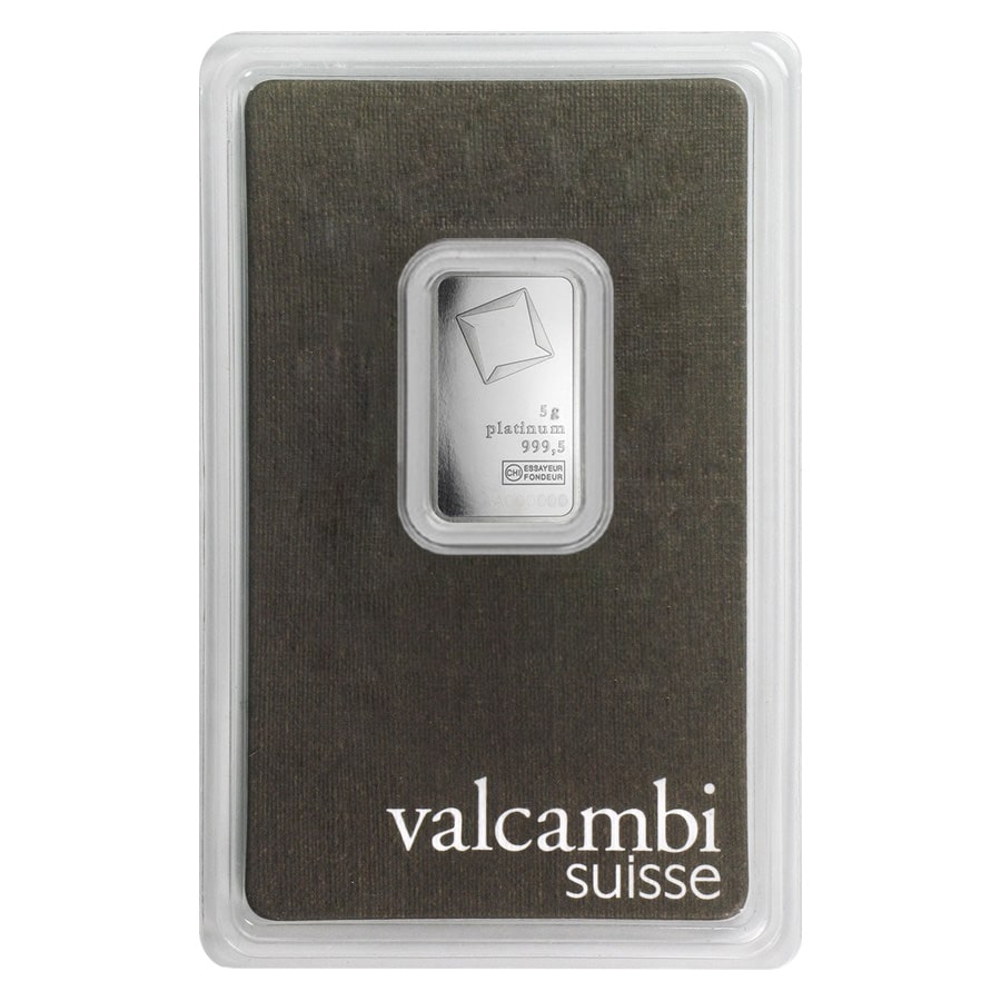 5 Gram Platinum Bar - Valcambi Suisse .9995 Fine (in Assay) thumbnail 2