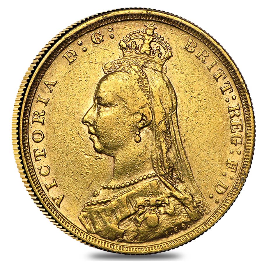 1887-1893-M Australia Gold Sovereign Victoria Jubilee Avg Circ