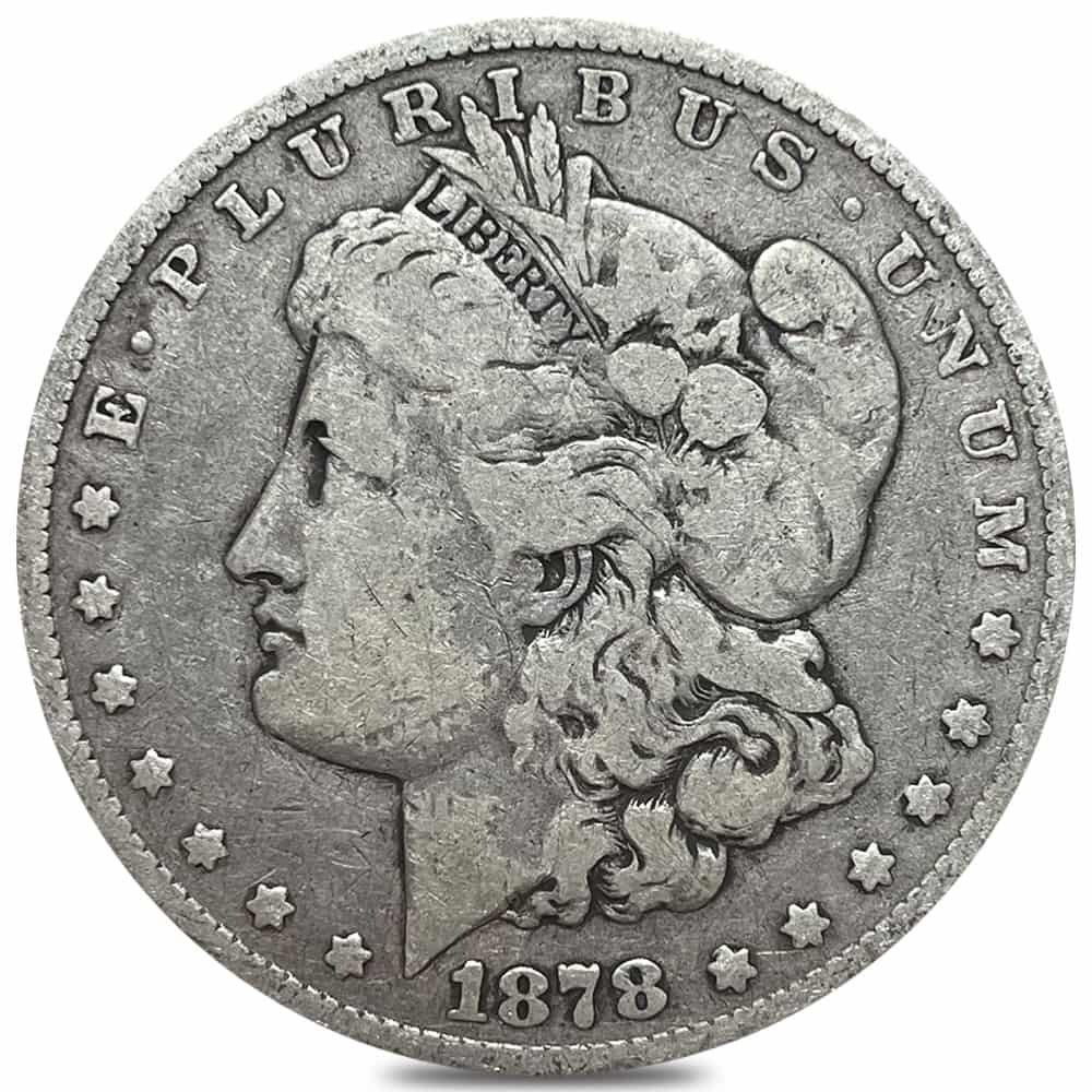 1878 Silver Morgan Dollar 7 Tailfeathers Reverse of 79 VG-XF