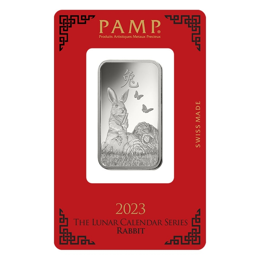 1 oz PAMP Suisse Year of the Rabbit Platinum Bar (in Assay) thumbnail 2