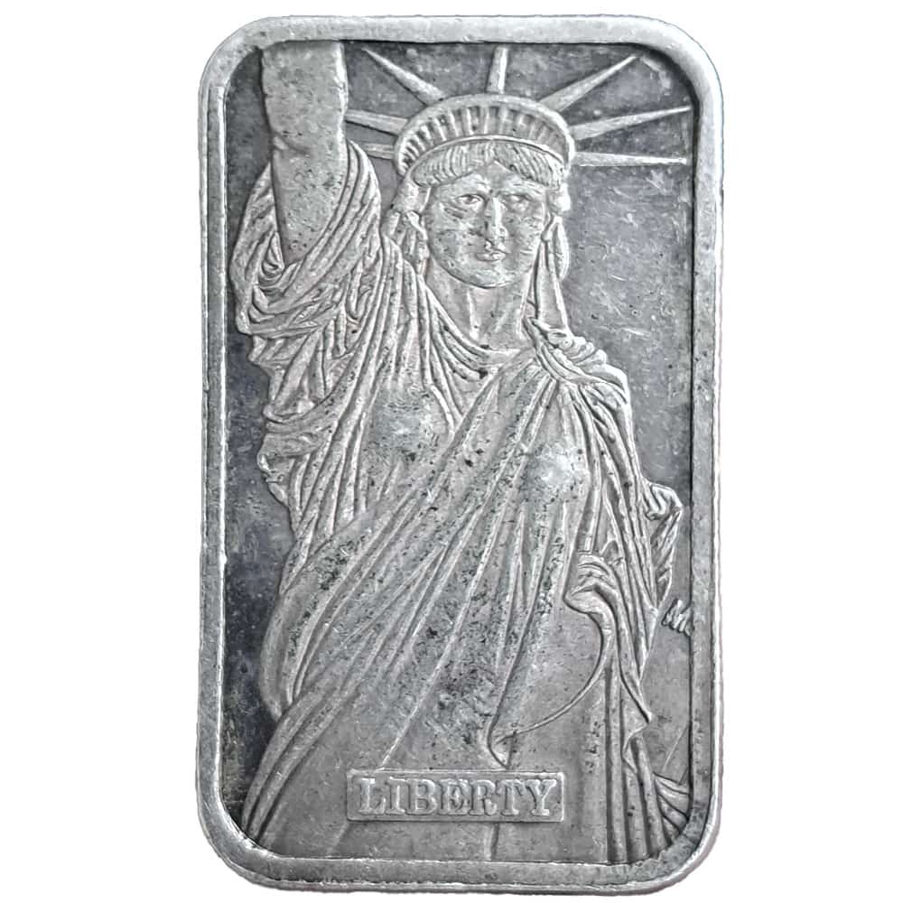 1 oz Johnson Matthey MTB Statue of Liberty Silver Vintage Bar .999 Fine thumbnail 4