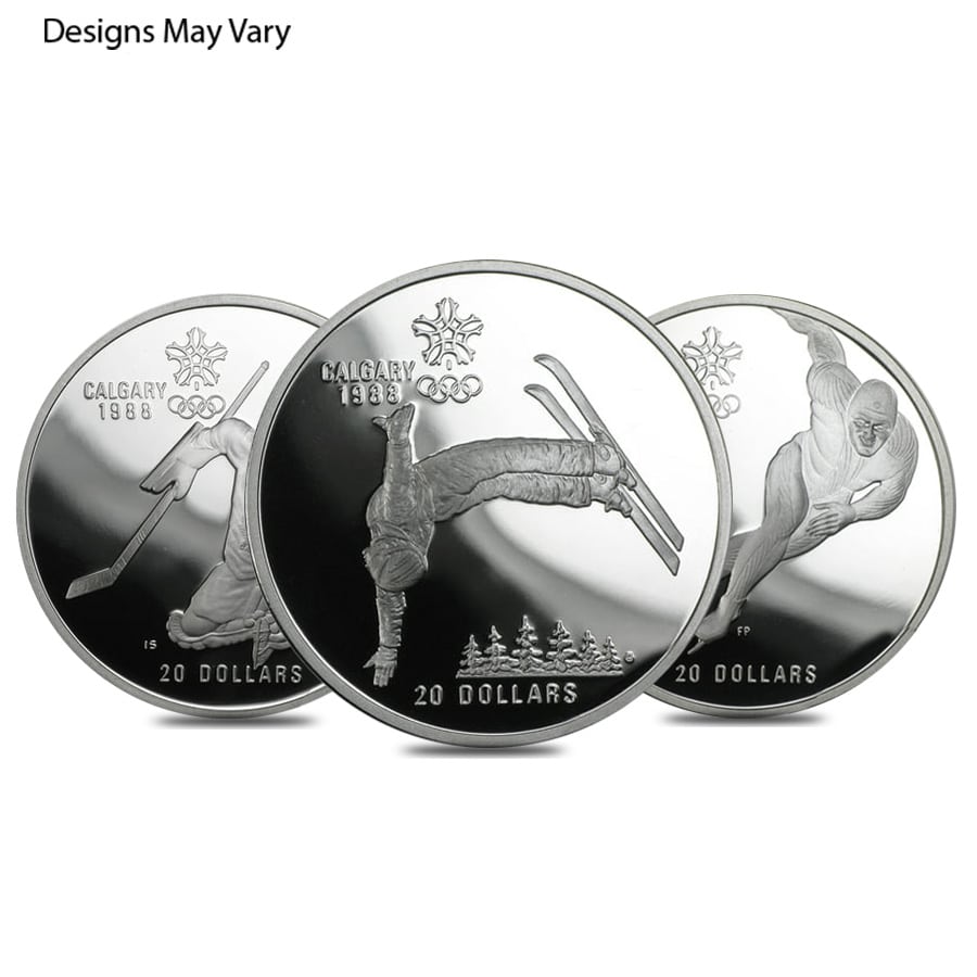 Canada 1 oz Proof Silver 1988 Calgary Olympics Coin (Random Year)
