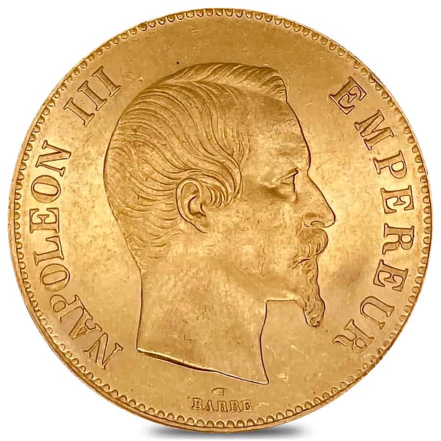 France 100 Francs Napoleon III Gold Coin AGW .9334 oz Avg Circ (Random Year, 1855-1859)