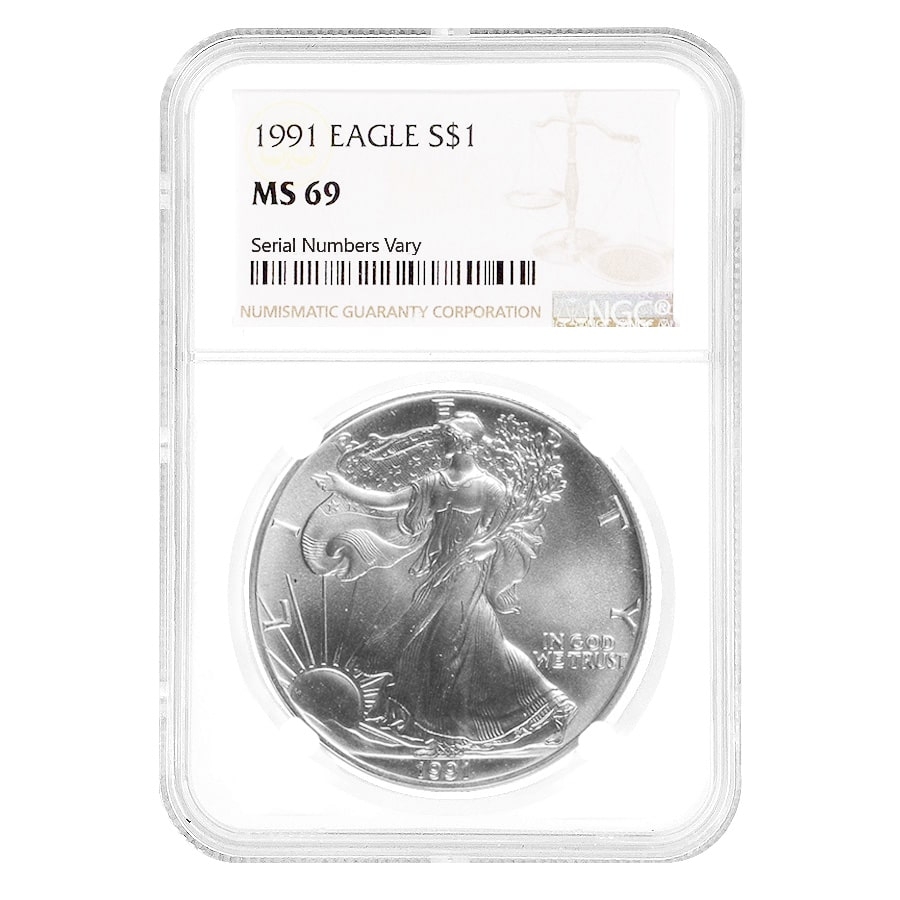 1991 1 oz Silver American Eagle $1 Coin NGC MS 69