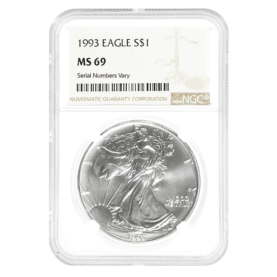 1993 1 oz Silver American Eagle $1 Coin NGC MS 69