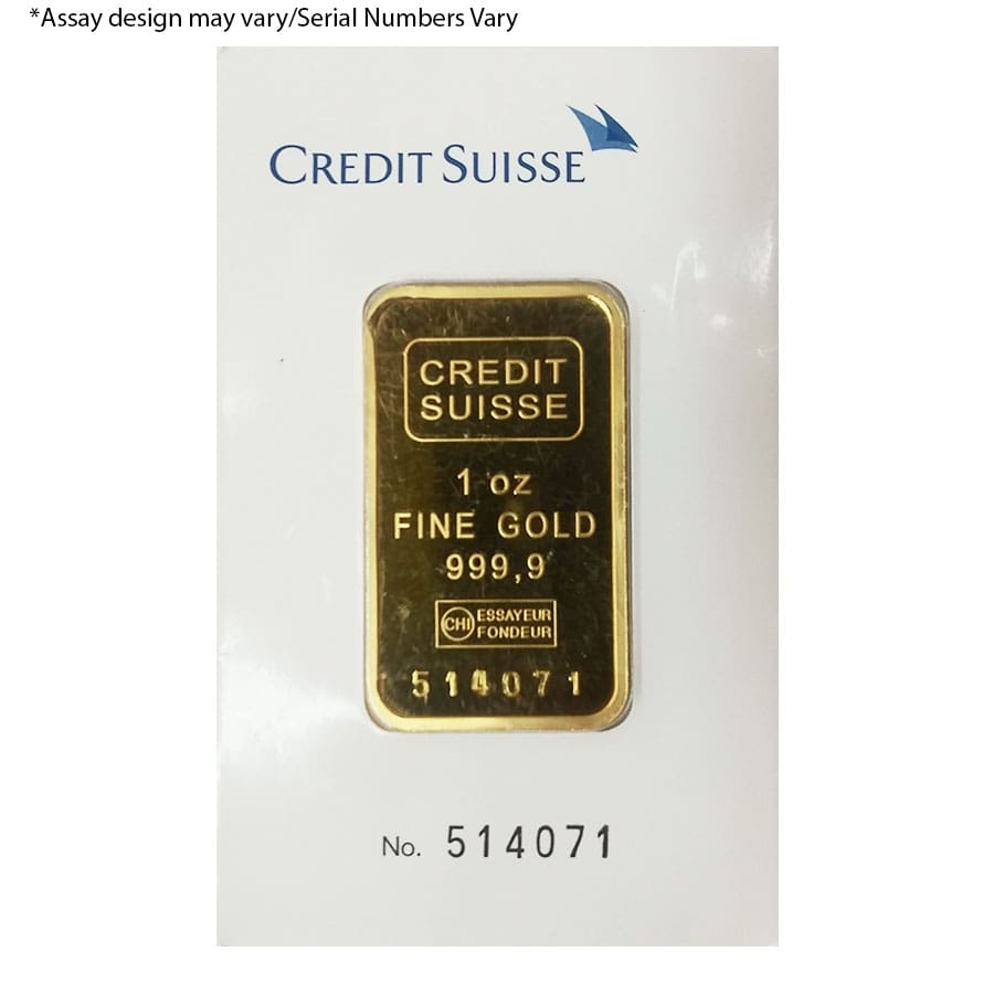 1 oz Credit Suisse Gold Bar .9999 Fine (Vintage Assay) thumbnail 2