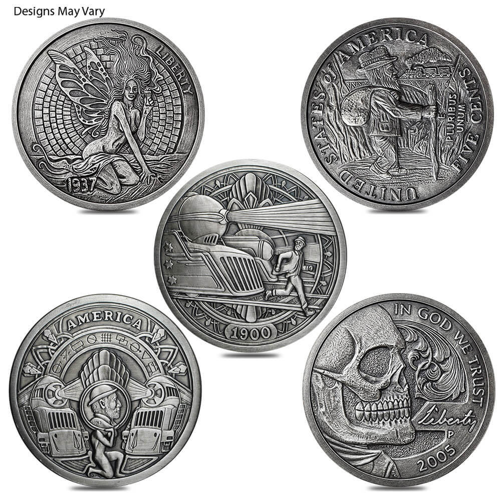 5 oz Hobo Nickel Antiqued Silver Round .999 Fine (Random Design)