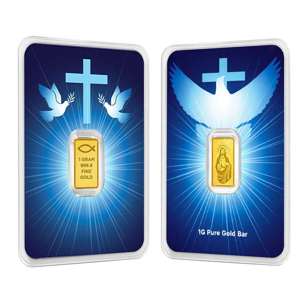 1 Gram Blessings of Jesus Christ Dove & Cross Gold Bar .9999 Fine (in TEP)