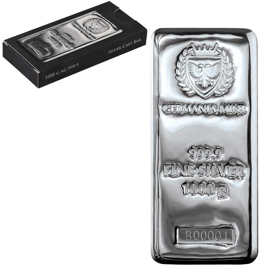 1 Kilo Germania Mint Silver Bar .9999 Fine (1000 Gram)