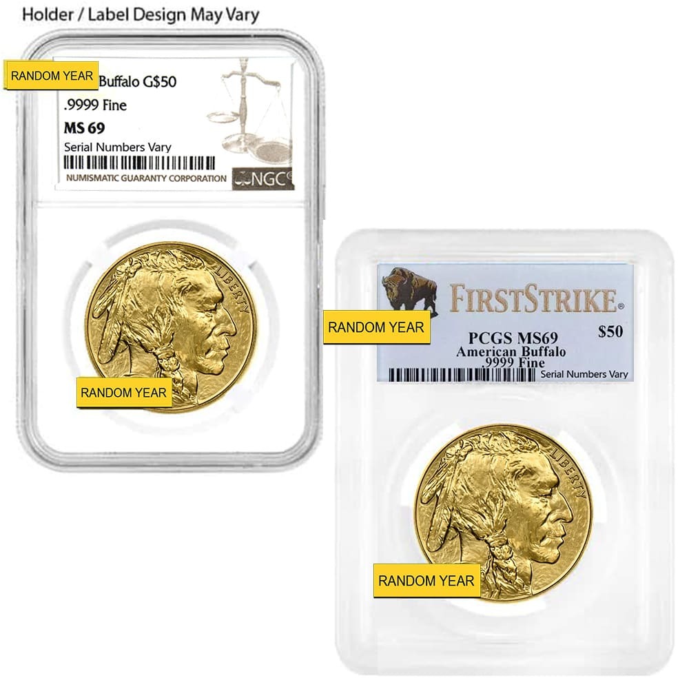 1 oz $50 Gold American Buffalo NGC/PCGS MS 69 (Random Year)