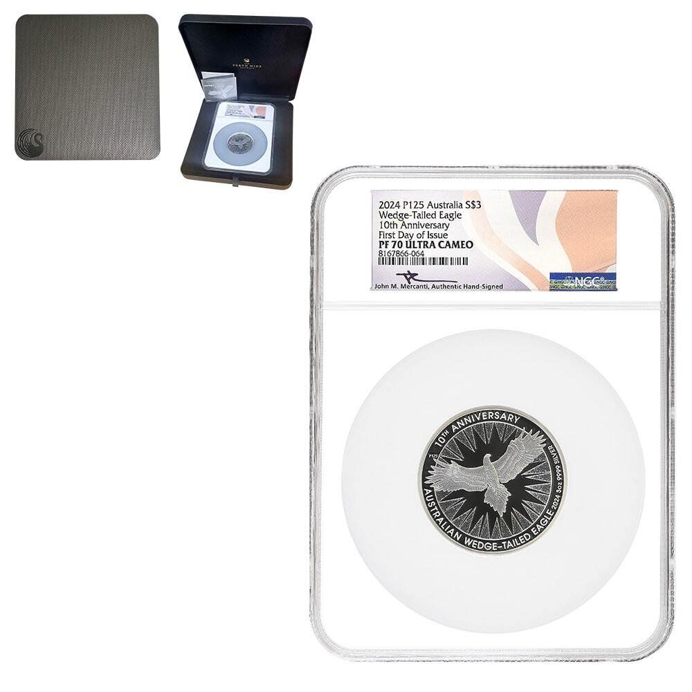 2024 3 oz Proof Silver Australian Wedge-Tailed Eagle NGC PF 70 FDOI (Mercanti)