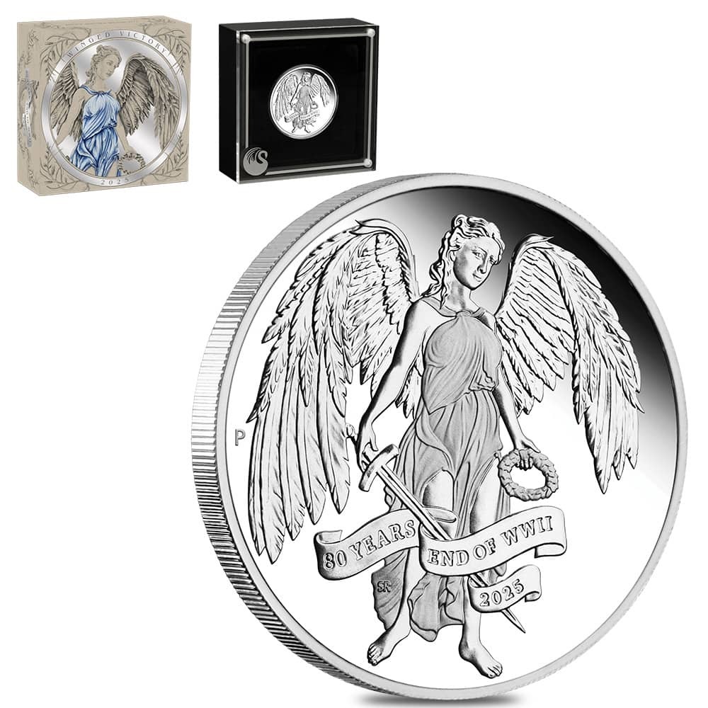 2025 1 oz Winged Victory End of WWII 80th Ann. Proof Silver Coin Perth Mint