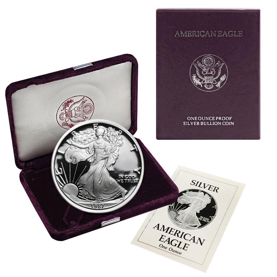 1987-S 1 oz Proof Silver American Eagle (w/Box & COA)