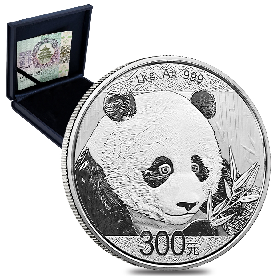 2018 1 kilo Chinese Silver Panda 300 Yuan .999 Fine Proof (w/Box & COA)