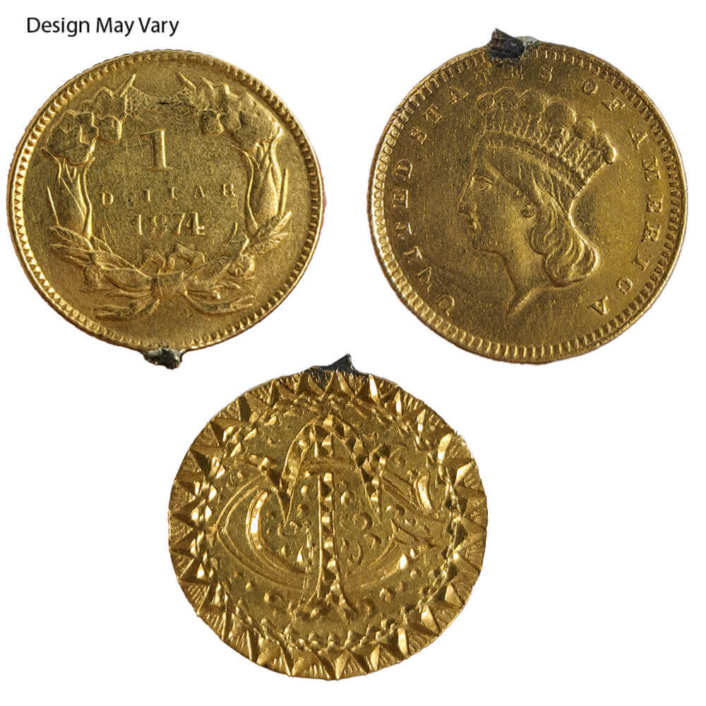 Gold Love Token $1 Liberty Head Type 3 Ex-Jewelry (Random Design)