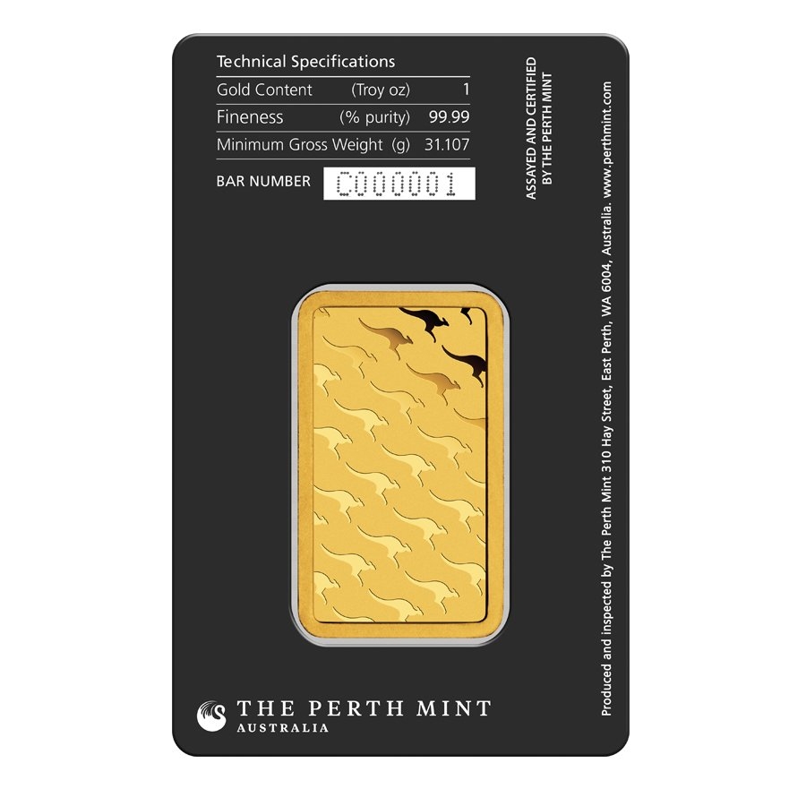1 oz Perth Mint Gold Bar .9999 Fine (in Assay) thumbnail 3