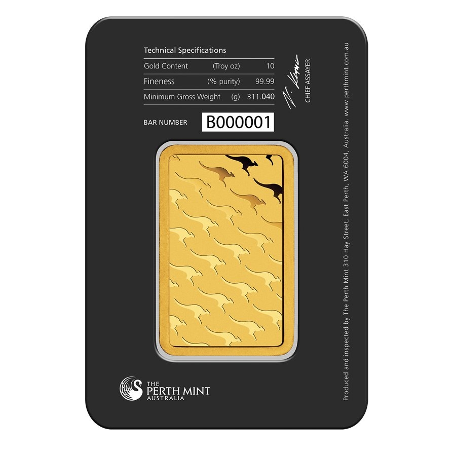 10 oz Perth Mint Gold Bar .9999 Fine (in Assay) thumbnail 3