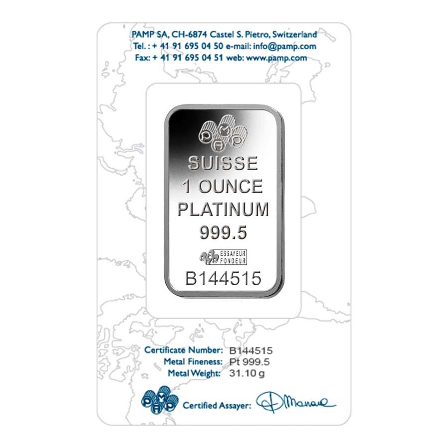 1 oz PAMP Suisse Lady Fortuna Platinum Bar .9995 Fine (in Assay) thumbnail 3
