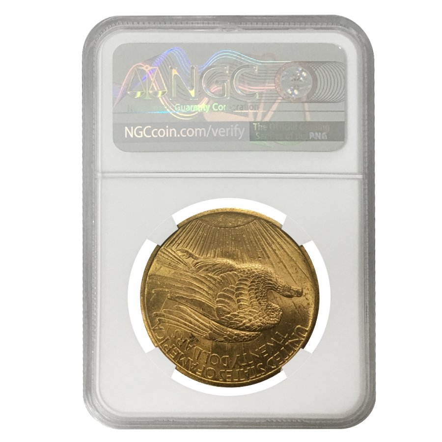 1907 $20 Gold Saint Gaudens Double Eagle Coin NGC MS 63 thumbnail 2