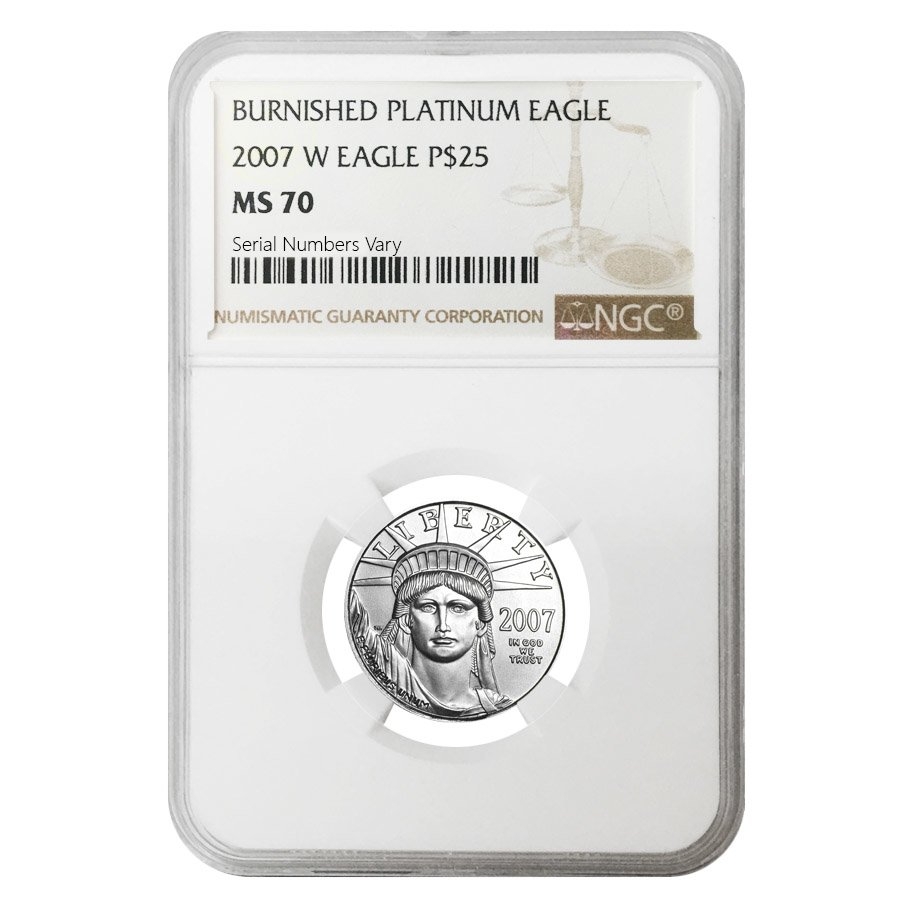 2007 W 1/4 oz $25 Burnished Platinum American Eagle NGC MS 70