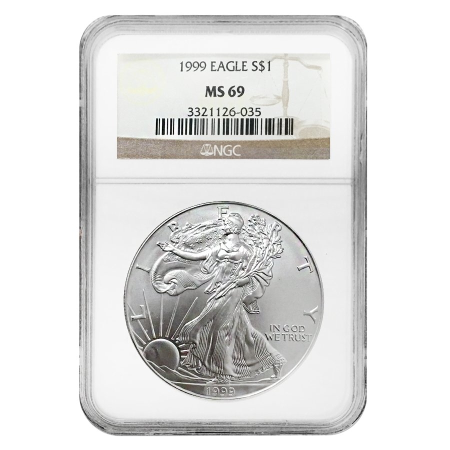 1999 1 oz Silver American Eagle $1 Coin NGC MS 69