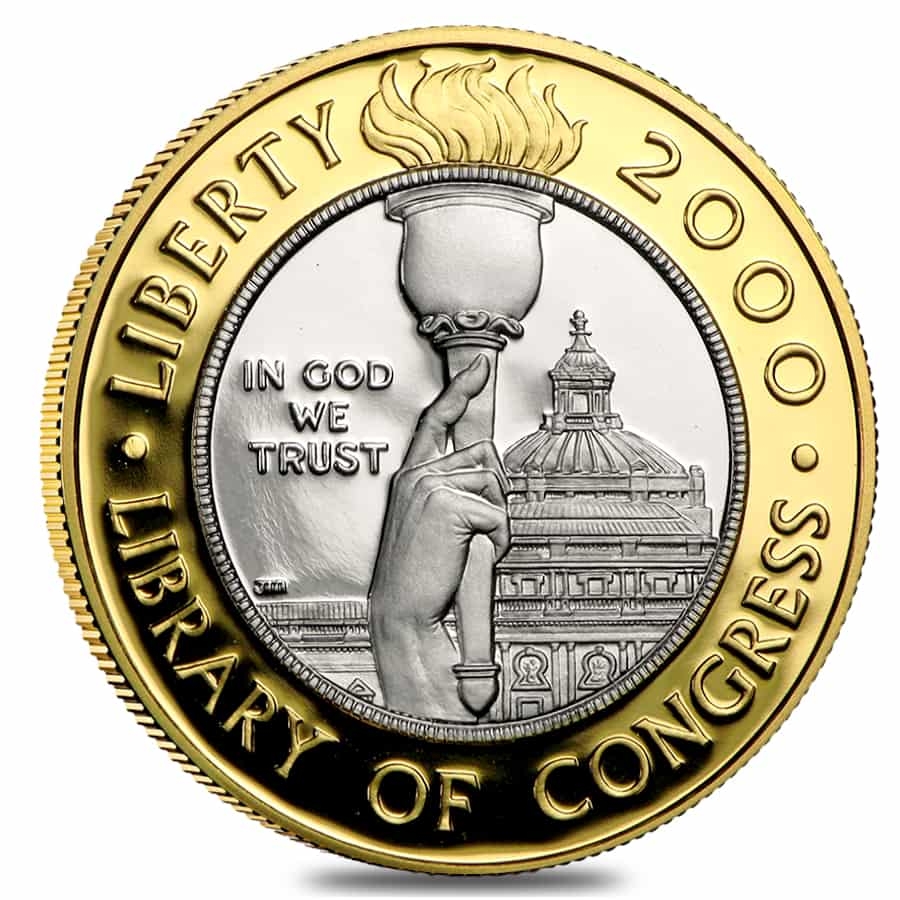2000-W Proof Gold/Platinum $10 Commemorative Library of Congress (w/Box & COA) thumbnail 2