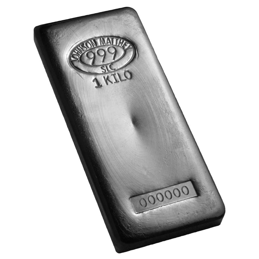 1 kilo Johnson Matthey (JM) Silver Vintage Bar .999 Fine thumbnail 2
