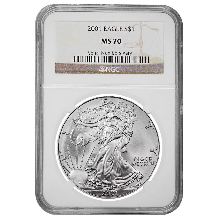 2001 1 oz Silver American Eagle $1 Coin NGC MS 70