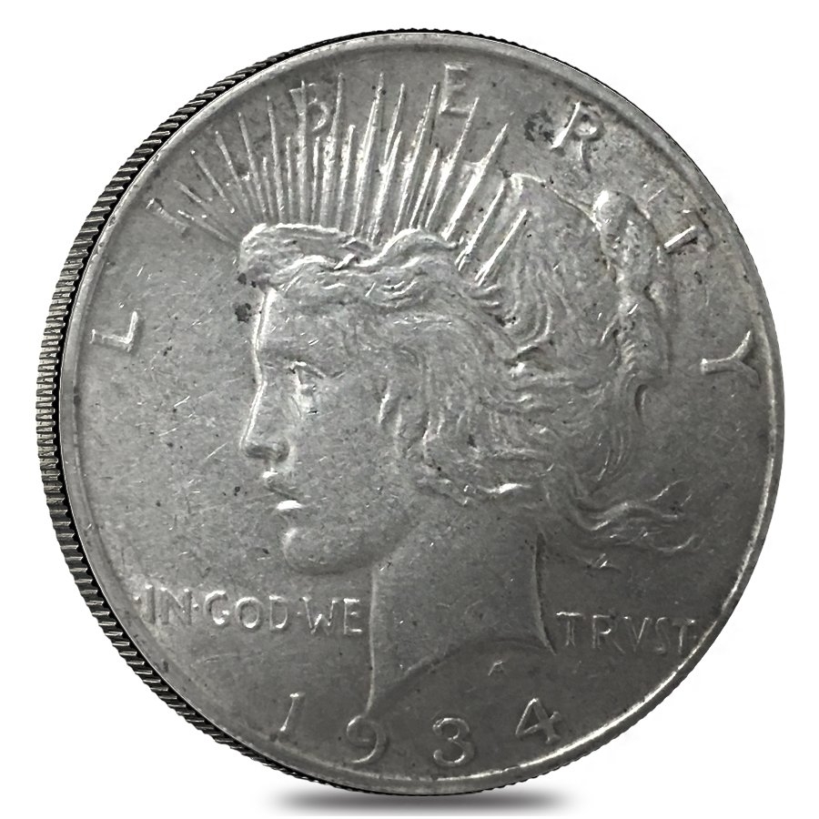 1934 D Silver Peace Dollar XF