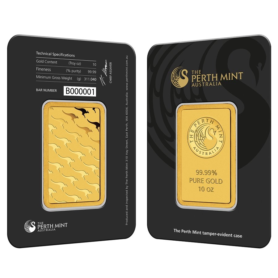 10 oz Perth Mint Gold Bar .9999 Fine (in Assay)