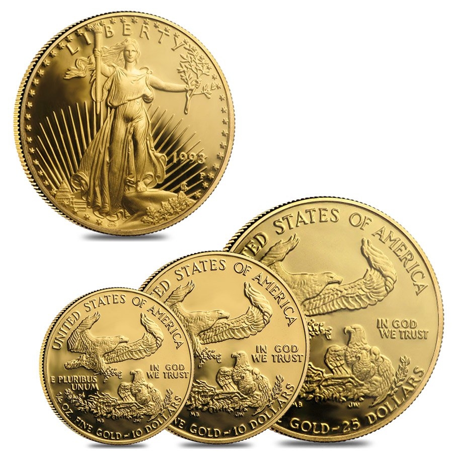 1993 Gold & Silver Philadelphia Proof 5-Coin Set (w/Box & COA) thumbnail 2