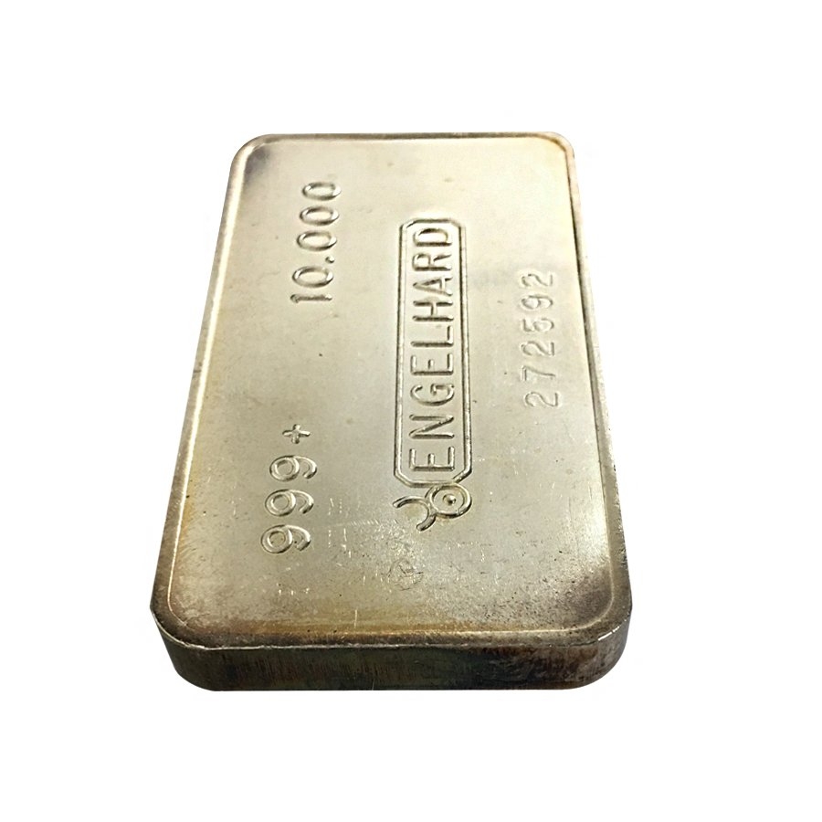 10 oz Engelhard Silver Vintage Bar .999+ Fine (Bull Logo, Smooth Machined Finish) thumbnail 3