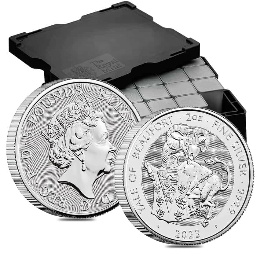Tube of 10 - 2023 Great Britain 2 oz Silver The Tudor Beasts Yale of Beaufort Coin .9999 Fine BU (Roll, Lot of 10) thumbnail 4