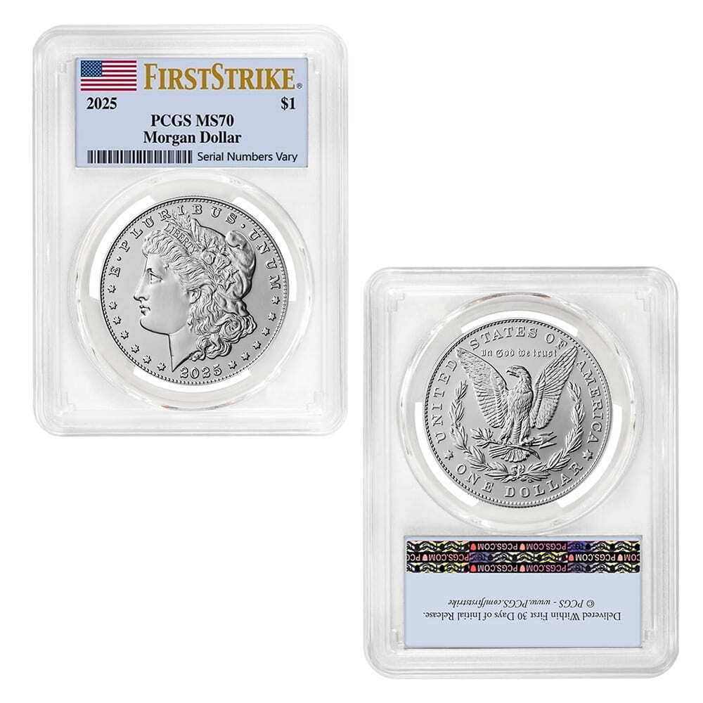 2025 Morgan and Peace Silver Dollar 2-Coin Set PCGS MS 70 FS thumbnail 2