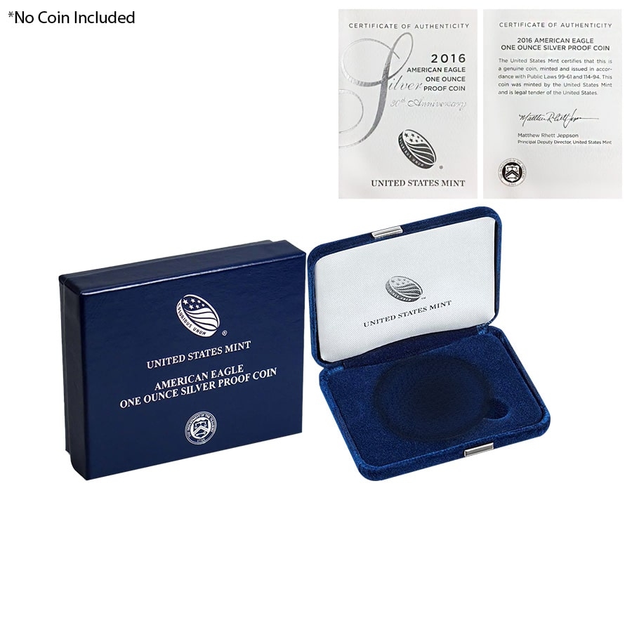NO COIN - 2016-W 1 oz Proof Silver American Eagle - 30th Anniversary (OEM Box & COA)