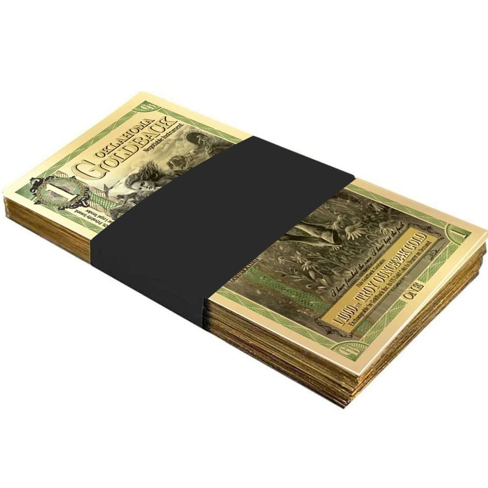 Pack of 100 - 1 Oklahoma Goldback 1/1000 oz 24K Gold Foil Aurum Note