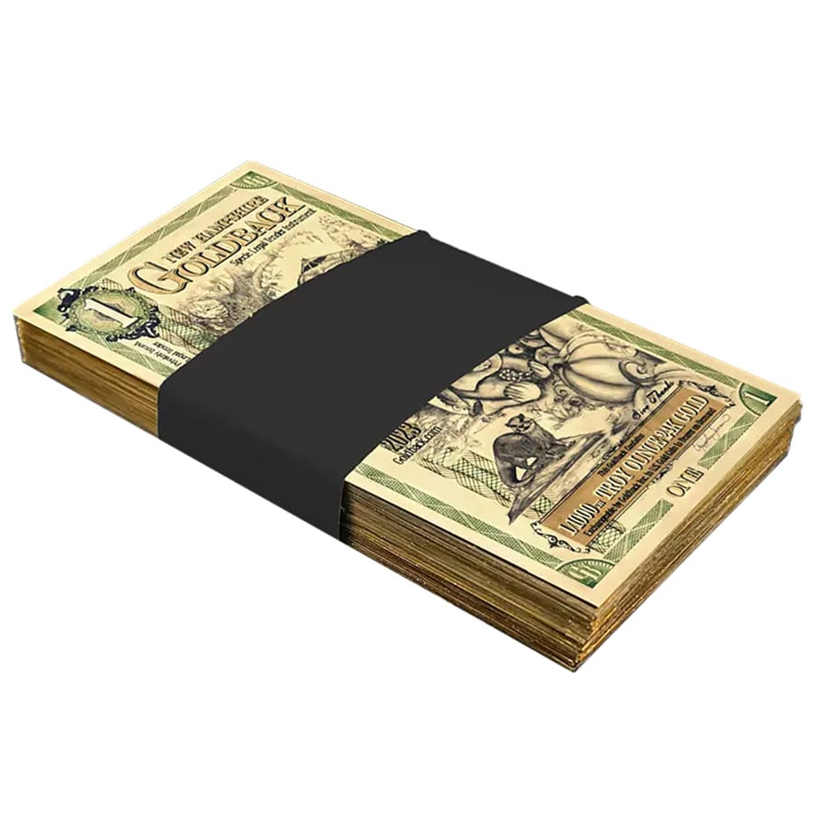 Pack of 100 - 1 New Hampshire Goldback 1/1000 oz 24K Gold Foil Aurum Note