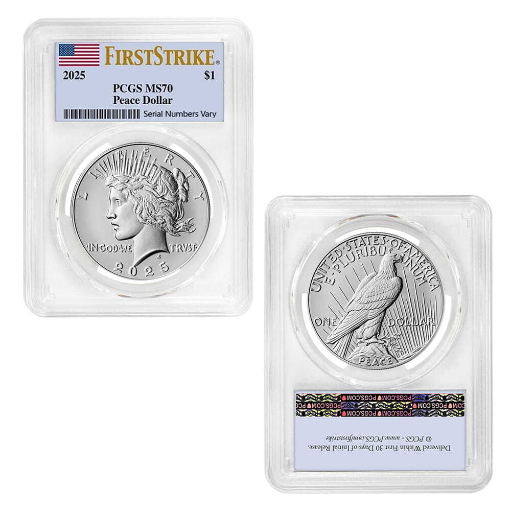2025 Morgan and Peace Silver Dollar 2-Coin Set PCGS MS 70 FS thumbnail 3