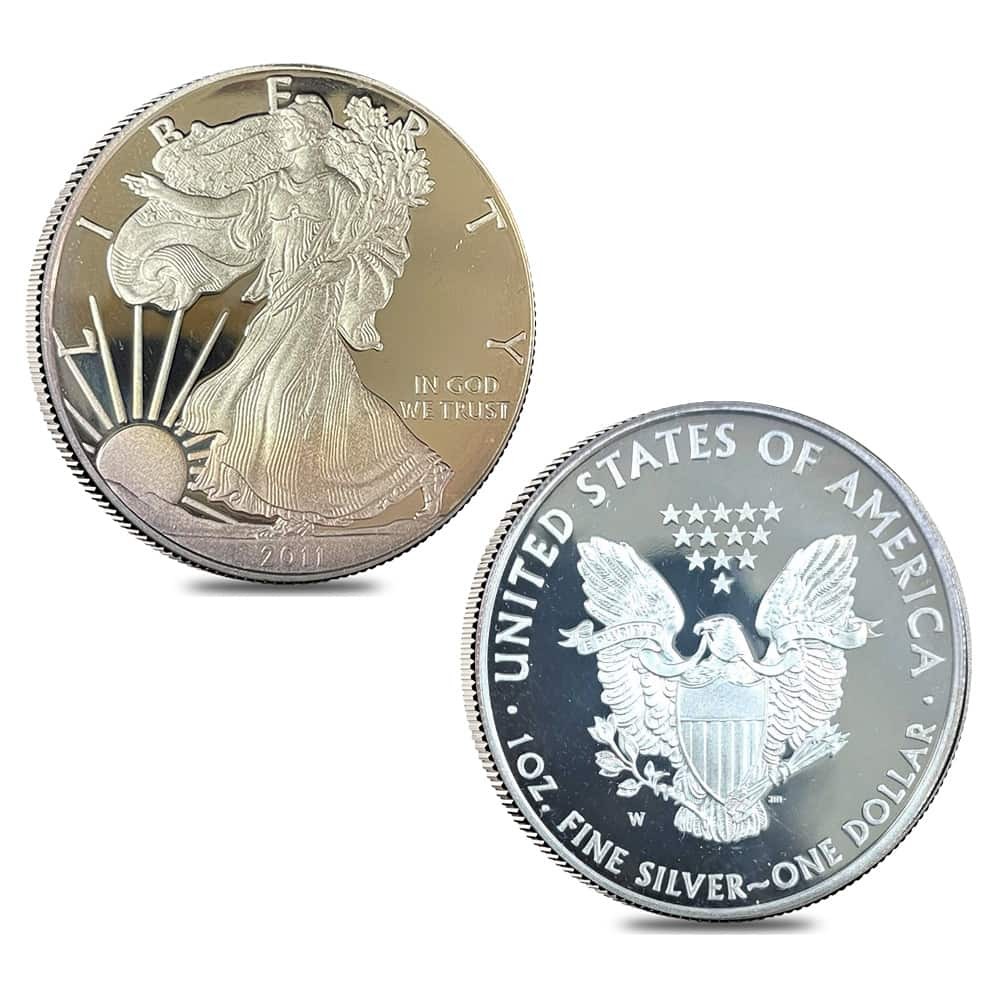 2011 1 oz Silver American Eagle 25th Anniversary 5-Coin Set (w/Box & COA) thumbnail 4