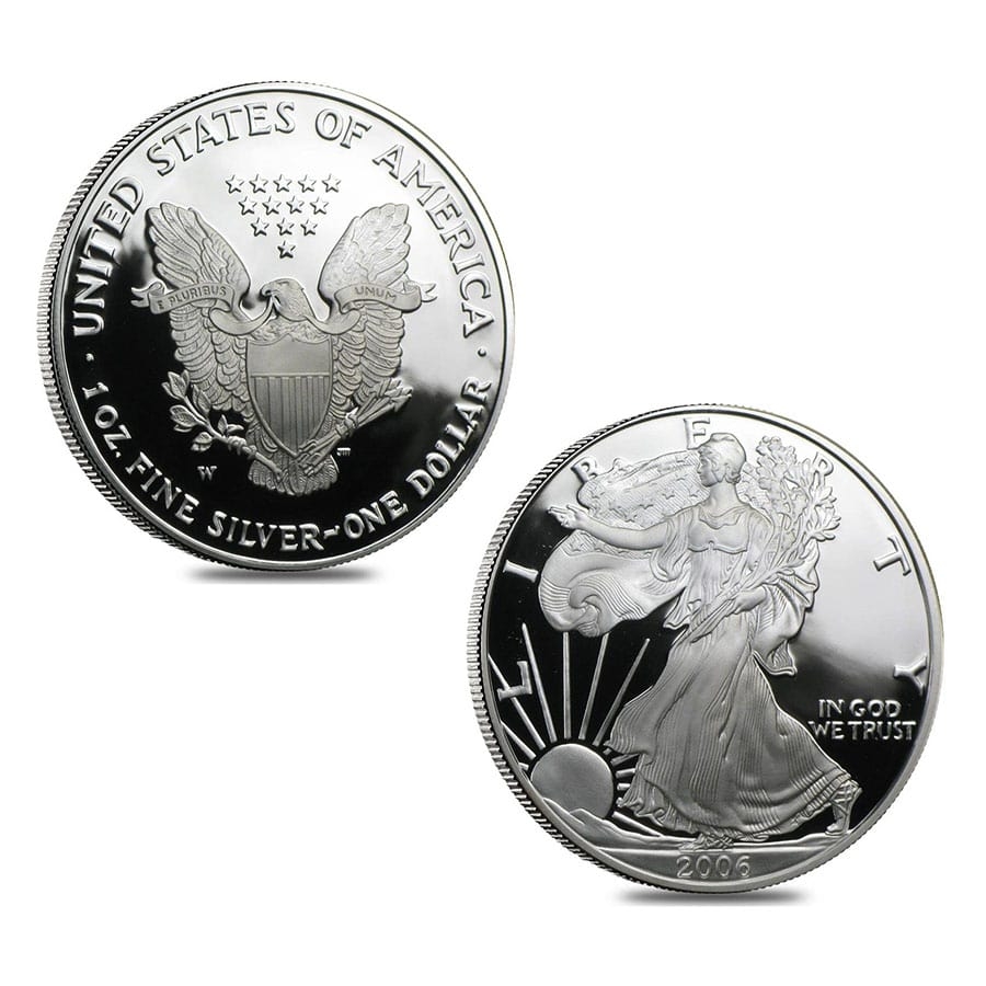 2006 W/P 1 oz Silver American Eagle 3-Coin Set - 20th Anniversary (w/Box & COA) thumbnail 2